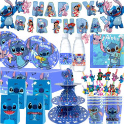 Lilo Stitch Birthday Party Decorations Disposable Tableware Plate Tablecloth Banner Balloon Gift bag  Kids Baby Shower Supplies