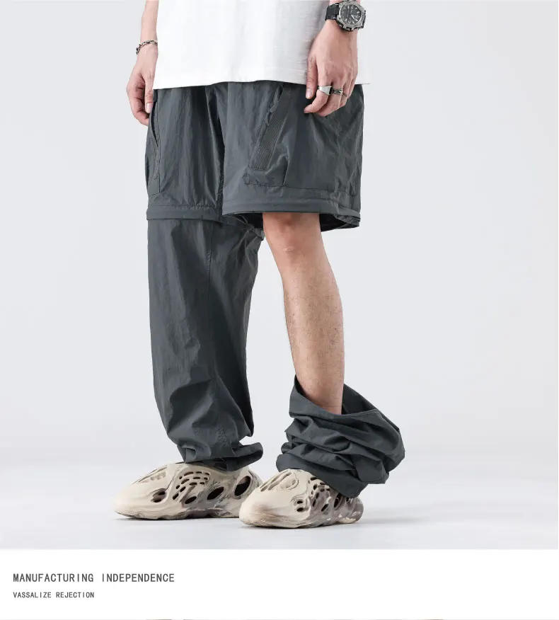 Description Picture 4 of itemNew Trendy Functional High Street Detachable Two Piece Workwear Split Pants American Loose Straight Leg Casual Pants