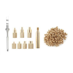 Heat Insert Nut Iron Tip TS100 Soldering Iron Tip Insert Gold & Silver M2-M8 Brass Hot Melt Insert Nut Insertion Kit