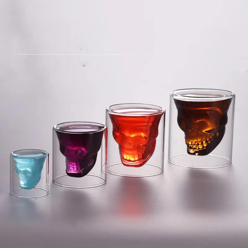 Description Picture 3 of item150ml Skull Head Shot Glass Fun Creative Designer Crystal Party Wine Cup Transparent Vodka Beer Steins Halloween Novelty Cup