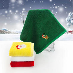 2024 New Year Towel Classic Solid Xmas Tree/Snowman/Santa Claus Embroidery Bath 45x32cm Christmas Hand Set Gift