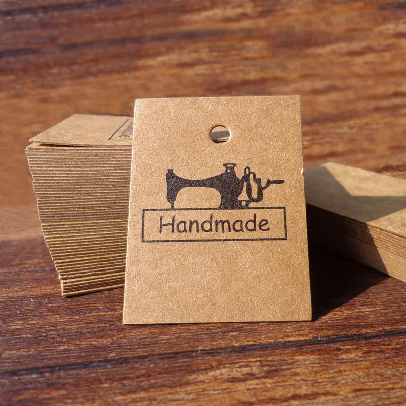 Description Picture 4 of item100 Pcs Kraft Paper Tags Handmade Clothing Garment Shoes Bags Hang Tag Paper Cards DIY Crafts Price Labels Packaging Supplies