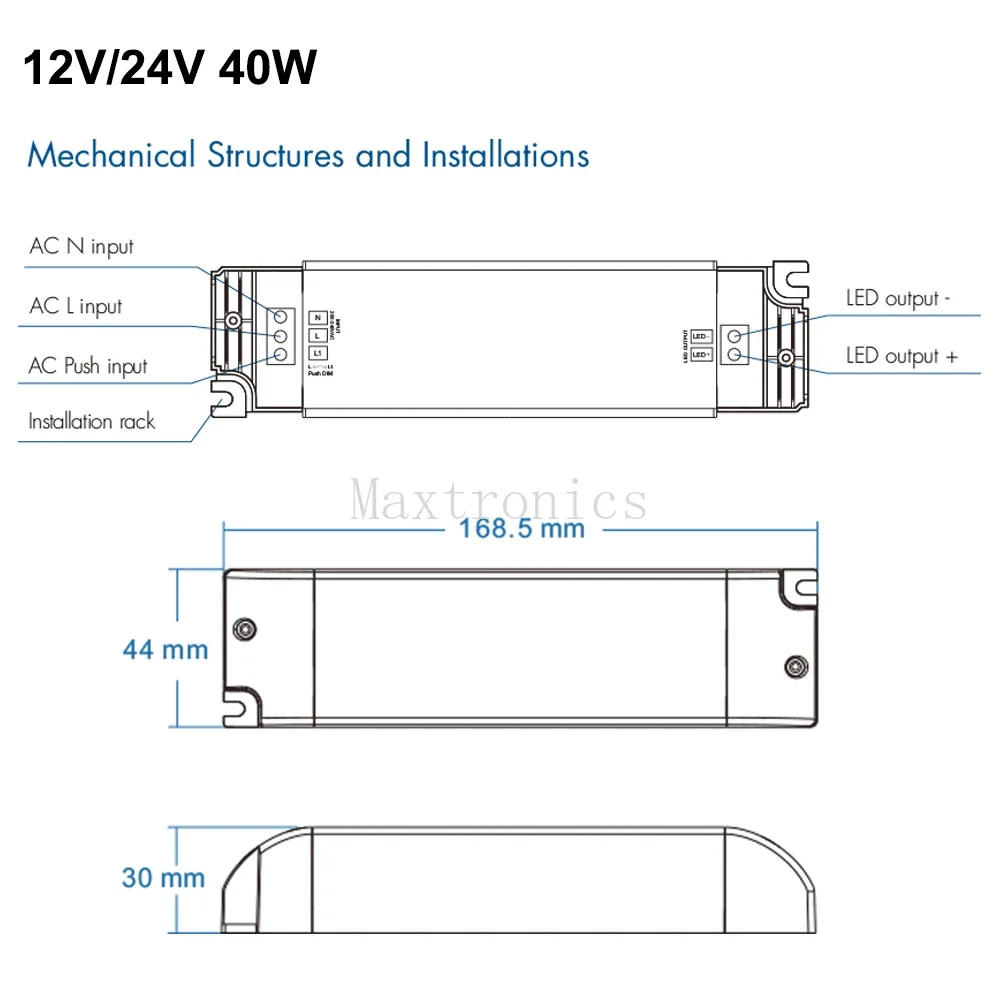Description Picture 3 of itemTriac Constant Voltage LED Driver Dimmer 1CH 40W AC 220V to DC 12V 24V PWM Digital Dimming Triac Driver 12V for LED Light Tape