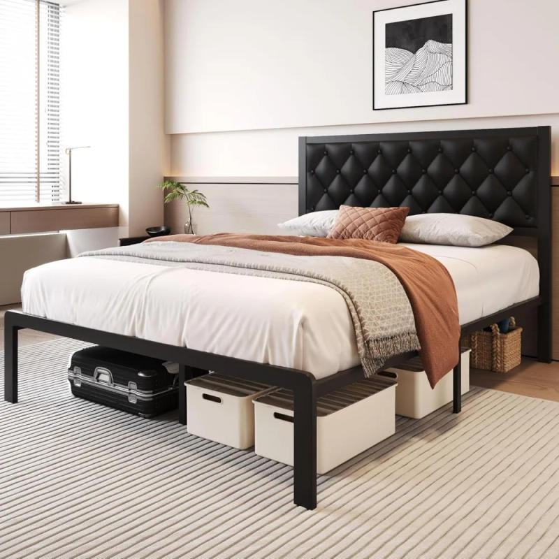 Description Picture 4 of itemQueen Bed Frame with Headboard PU Leather Upholstered Bed Frame Platform,All Metal Slats Support Platform Bed Frame with Storage