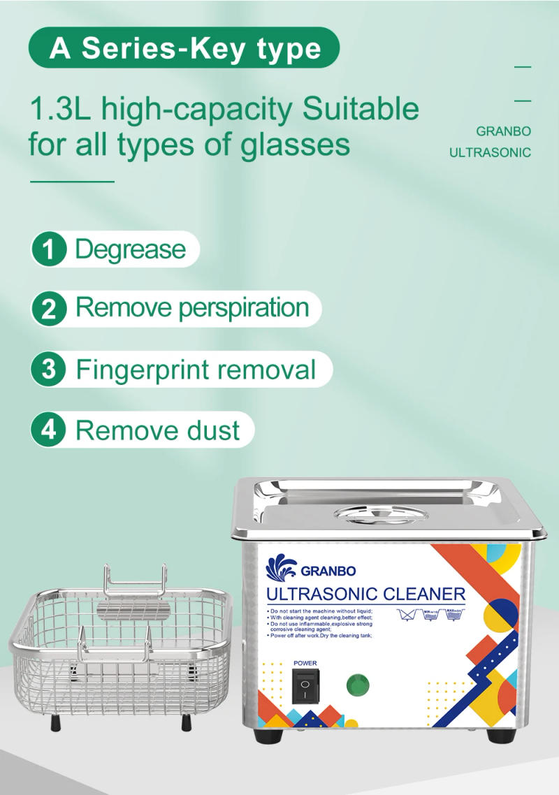 Description Picture 3 of itemGranbosonic Ultrasonic Cleaner 800ML 1L 40KHz 35W 60W Easy Operation Jewelry Glasses Makeup Washer Bath New Design