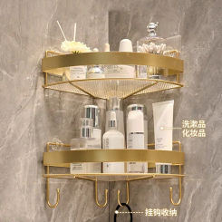 Gold Bathroom Storage Rack  non punching tripod Wall Mounted Storage holder Shampoo shower gel storage rack Bathroom Accessories