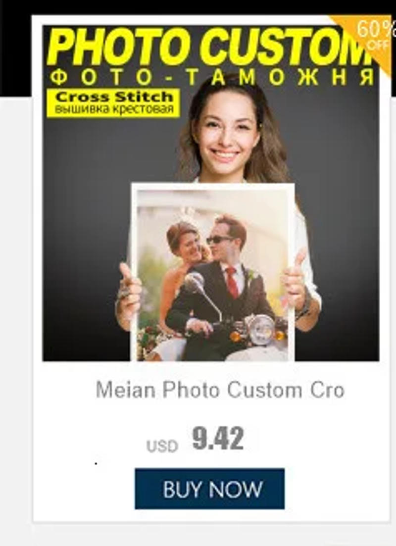 Description Picture 3 of itemMeian Photo Custom Cross Stitch Embroidery Kits 11CT Cotton Thread Painting DIY Needlework DMC Set Counted Printed on Canvas