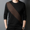 New Daily Fashion Personalized Trendy Men's Round Neck Comfortable Sweater with Colored Bottom