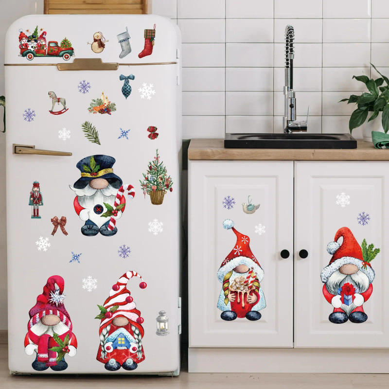 Description Picture 6 of item9 Sheets Christmas Window Mirror Stickers Clings for Glass Window Christmas Window Decals Xmas Santa Mirror Tile Toilet Stickers