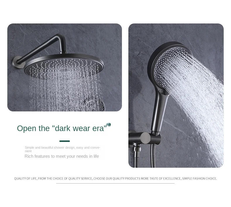 Description Picture 6 of itemLuxury Wall Mounted Copper Shower System with Concealed Faucet and Rainfall Showerhead Brushed Gold/Gun Gray/Chrome/Matte Black