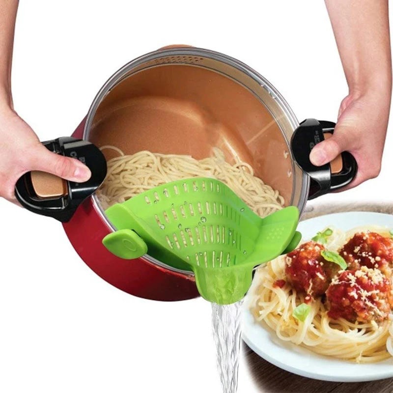 Description Picture 4 of itemUniversal Silicone Clip on Pan Pot Strainer Anti Spill Pasta Pot Strainer Food Grade Fruit Colander for Pasta Fruit Vegetable