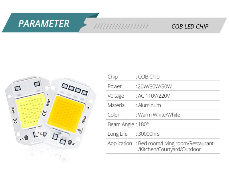 Description Picture 4 of itemSmart IC COB LED Chip Lamp 50W 30W Matrix Diode LED COB Bead Flood Light 220V LED DIY Spot Light Beads No Need Driver