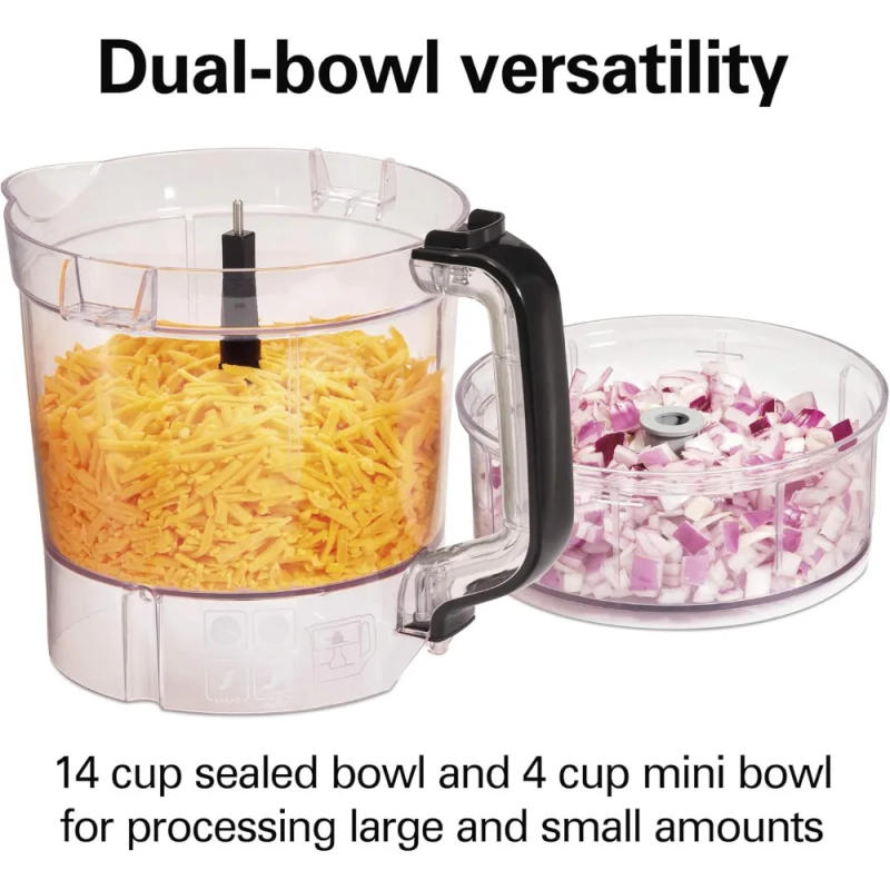 Description Picture 3 of itemStack & Snap Food Processor and Vegetable Chopper, BPA Free, Stainless Steel Blades, 14 Cup + 4-Cup Mini Bowls