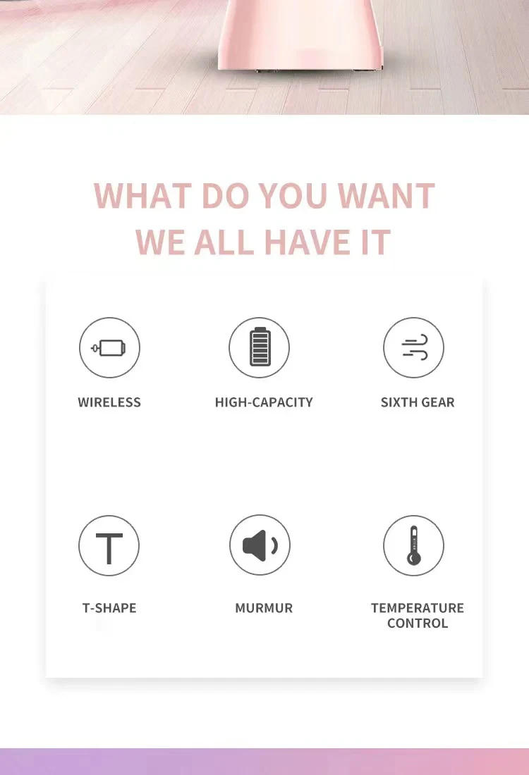 Description Picture 3 of itemPowerful Portable Wireless Rechargeable Hair Dryer With Cold And Hot Air Lithium Battery Cordless 300W Outdoor Travel Blow Dryer