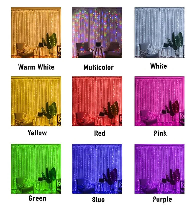 Description Picture 3 of itemGarland LED Home Decor 8 Mode USB Curtain Light Party Wedding Fairy String Lamp 2025 New Year Christmas Decoration Holiday Light