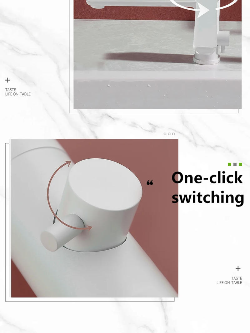 Description Picture 5 of itemWhite copper bathtub faucet rotatable hot and cold Water mixing split faucet waterfall Handle Shower 2 Way Diverter Valve