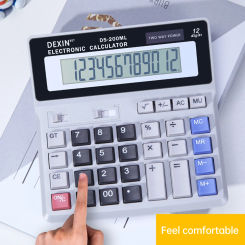 Desk Calculator 12 Digit LCD Display Solar Battery Powered  Big Button Giant Accounting Calculator w/ Anti-slip Bottom for Home