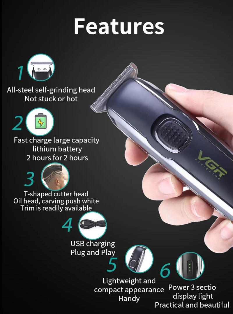 Description Picture 5 of itemV-020 New Professional Hair Clipper Electric Clipper 0 Cutter Head Clippers Rechargeable Electric Men Hair Cutting Machine