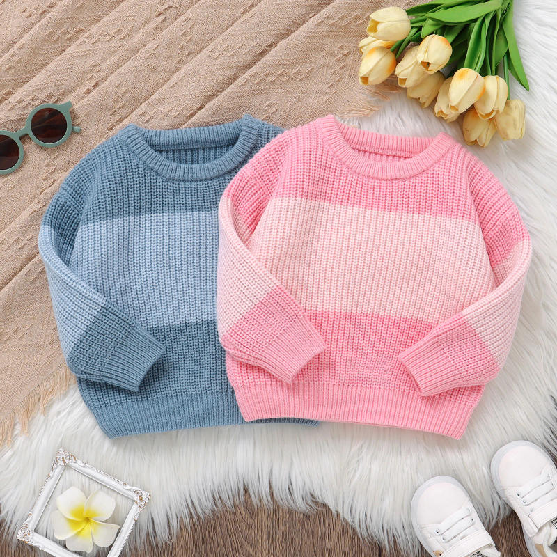 Description Picture 3 of itemMISOWMNJOY Newborn Baby Knit Sweaters Winter Girls Boys Clothes Long Sleeve Striped Pullover Tops Oversize Infant Jumpers Tops