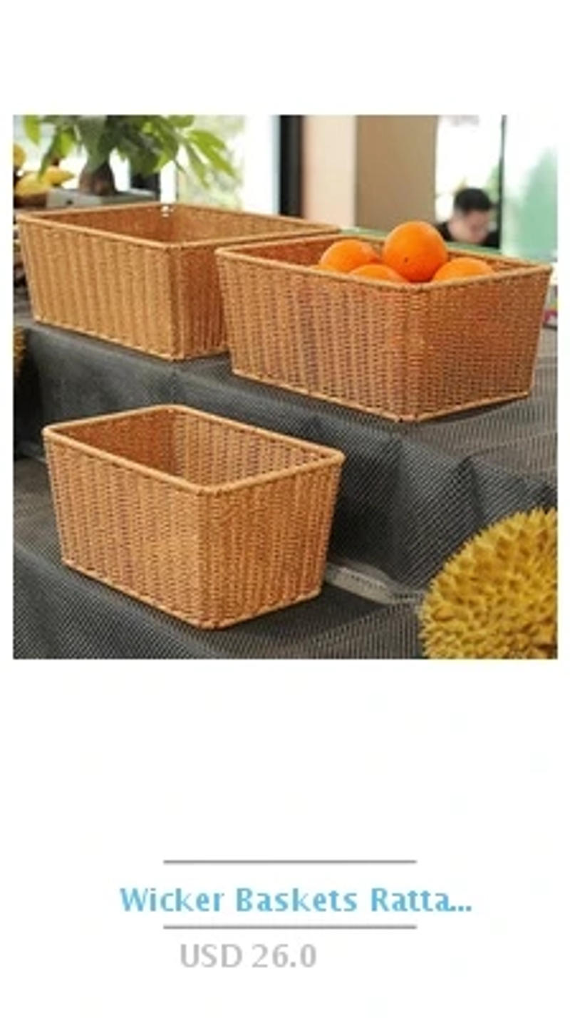 Description Picture 5 of itemWoven Storage Basket Handmade Box Bath Laundry Baskets with Lid Sundries Clothes Organizer Bathroom Seaweed Towel Container