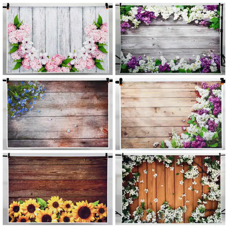 Description Picture 2 of itemMOON.QG Wood Flower Portrait Backdrop for Photoshoot Product Photography Background Subject Floral Wooden Board Shooting Props