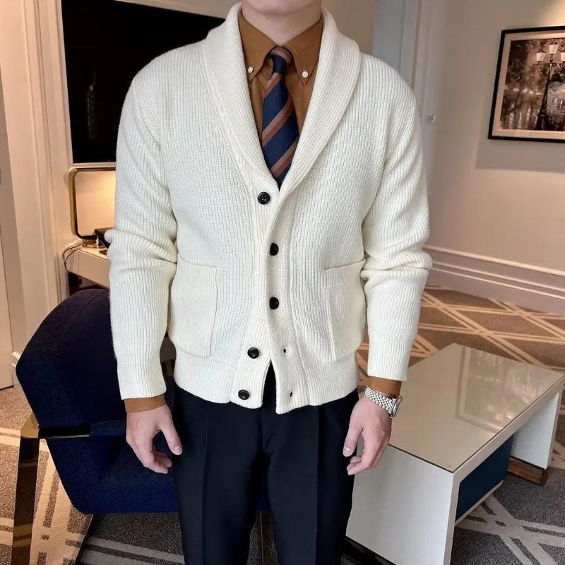 Description Picture 3 of itemBritish Retro Slim Business Sweater Men's Korean Version 2024 Autumn Winter New High-end V-neck Popular Sweater Jacket Freshing