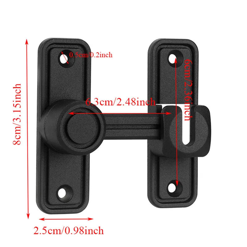 Description Picture 2 of itemLatch Door Catch Bolt 90°/180° Sliding Door Lock Latch Latch Door Hitch Toilet Bathroom Lock (4 Screws Included)