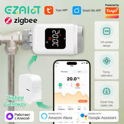 EZAIOT Tuya ZigBee Thermostat Radiator Actuator Smart TRV Thermostatic Valve Temperature Controller Support Alexa Google Home