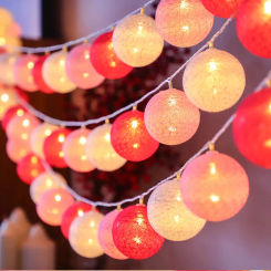 3M 20 LEDS Cotton Ball Garlands Fairy Lights String Christmas Decor Outdoor Navidad Garden Lights Street Garlands New Year Gifts