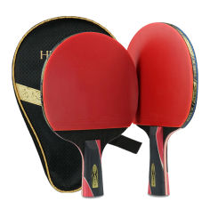 1PC Ping Pong Racket Blade Table Tennis Horizontal Grip Racket Bat Carbon Fiber Rubber Grips Racket Case Heavy Tip Light Paddle