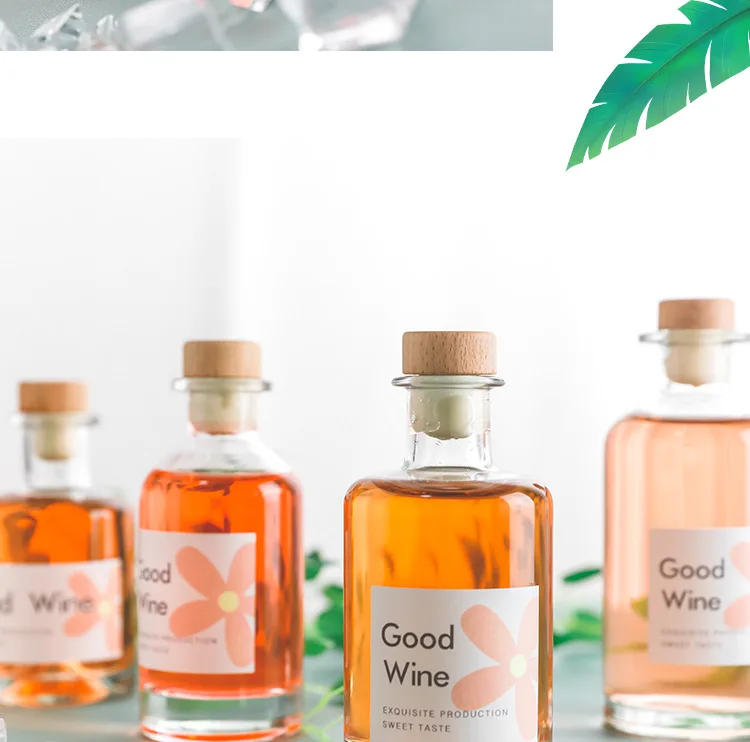 Description Picture 5 of itemWith Wood Lid Cute Wine Glass Iced Coffee Bottles Glass Water Bottle Small Refillable Travel Sealed Bottle Cold Brew Tea Bottles