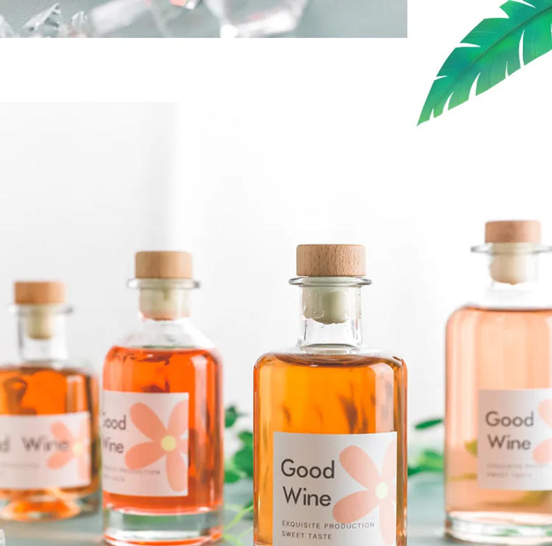 Description Picture 5 of itemWith Wood Lid Cute Wine Glass Iced Coffee Bottles Glass Water Bottle Small Refillable Travel Sealed Bottle Cold Brew Tea Bottles