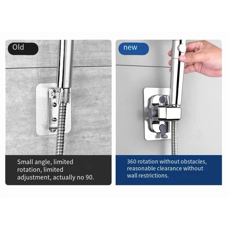 Description Picture 3 of itemNo-Punch Wallhanging Adjustable Shower Head Holder With Hook° Rotation Home Bathroom Accessories