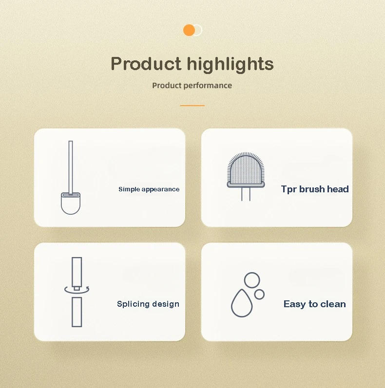 Description Picture 3 of itemHanging Silicone Toilet Brush Cleaner with Long Handle Flexible Cleaner Bathroom Brush Quick Drying Holder Bathroom Accessories