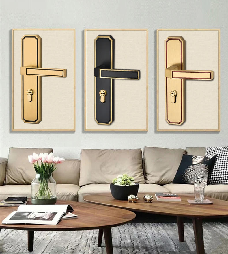 Description Picture 3 of itemHigh Quality Brass Bedroom Door Lock Double-sided Handle Lock Set New Chinese Mute Security Door Lock Hardware with Key