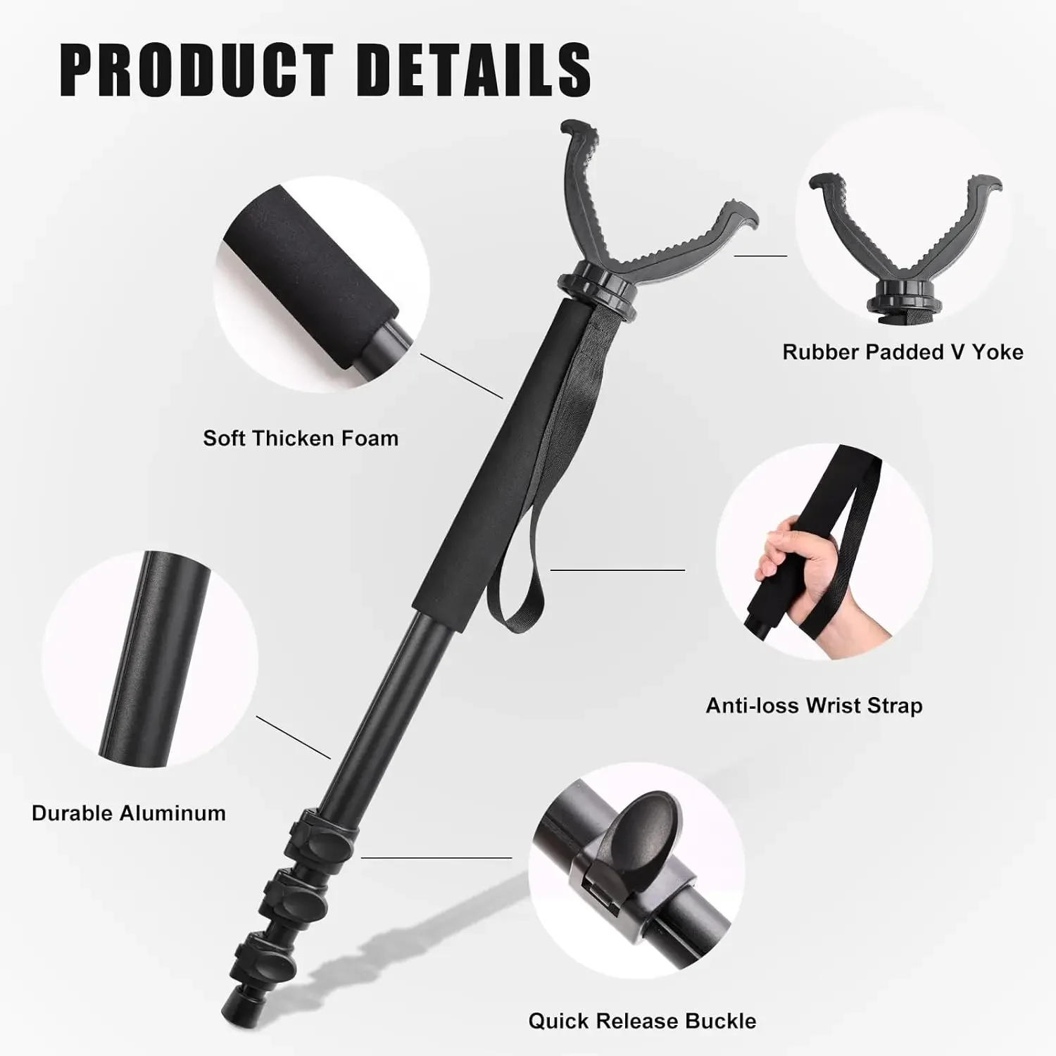 Description Picture 3 of itemMonopod Shooting Stick and Gun Rest - Versatile Hunting Accessories with Adjustable Height Tactical Gun Portable Tripod Stand