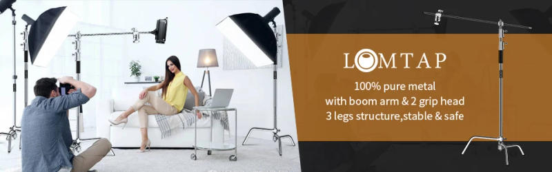 Description Picture 3 of item2.6M/8.5FT Stainless Steel Century Foldable Light Stand Tripod Magic Leg Photography C-Stand with wheel and bag For Photo Studio