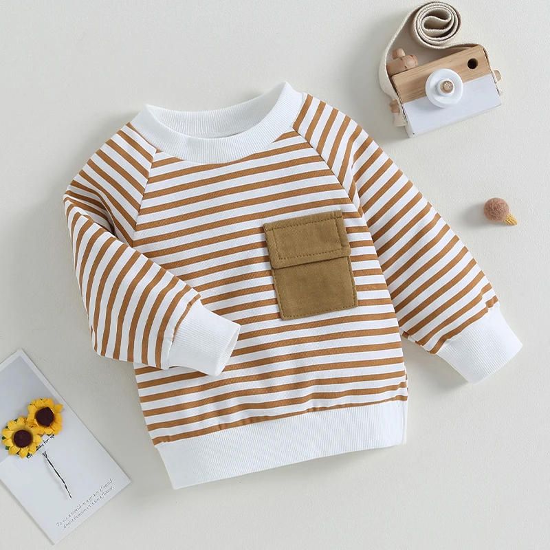 Description Picture 4 of itemNewborn Baby Sweatshirt Casual Stripe Print Long Sleeve Pullovers Autumn Shirt for Toddler Girls Boys