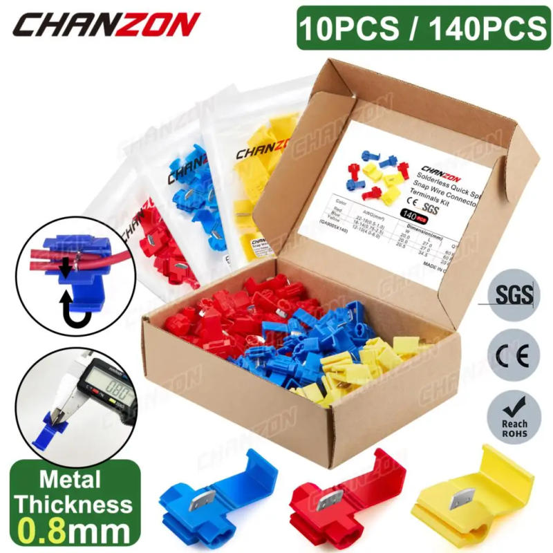 Description Picture 2 of item10/140PCS Quick Splice Disconnect Wire Connectors Kit Solderless Joint Cord Terminal Electrical Cable Connection 22-10 Awg Gauge