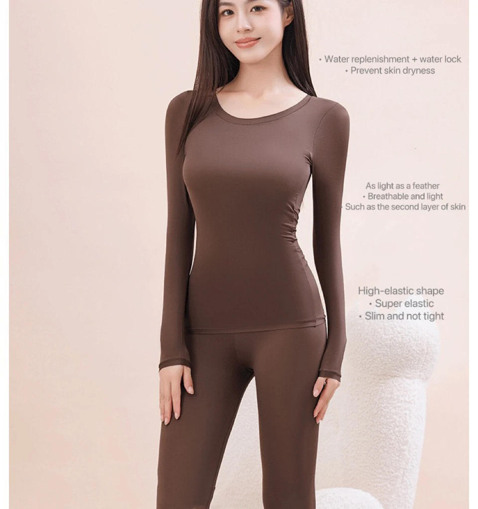 Description Picture 6 of item1pcs Women's Ultrathin Thermal Underwear Set High elasticity Plus Size Constant Temperature Seamless Long Sleeve Bottoming Sets