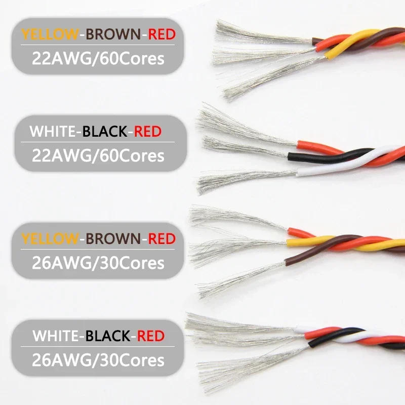 Description Picture 3 of item2/5/10m Twist Servo Extension Cable 22AWG 26awg 30/60 Core RC Airplane Accessories 3 Way JR Futaba Twisted Wire Lead