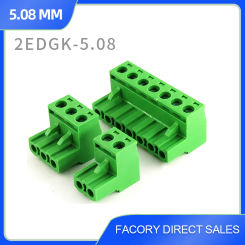 10PCS Pitch 5.08mm Terminal Block Connector 2EDGK 5.08mm Terminal Block Wire Connector Female Socket 2/3/4/5/6/7/8/9/10/12 Pin