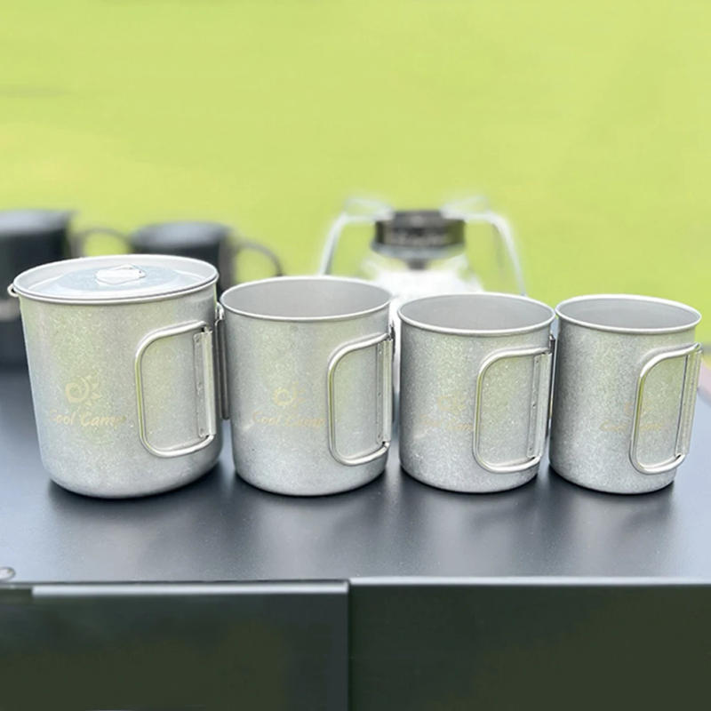 Description Picture 5 of item200/300/500ML Ultralight Titanium Cup Outdoor Portable Camping Picnic Water Cup Mug with Foldable Handle Outdoor Cookware Set
