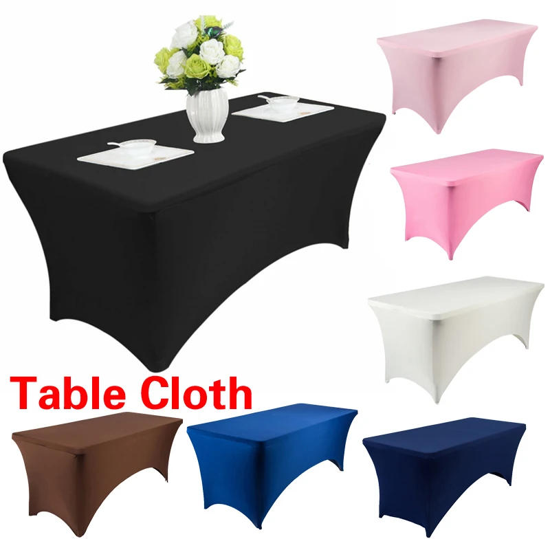 Description Picture 2 of item4/6FT Spandex Fitted Tablecloth High Stretch Folding Fabric Table Cover Rectangular Wedding Party Banquet Dining Table Cloth