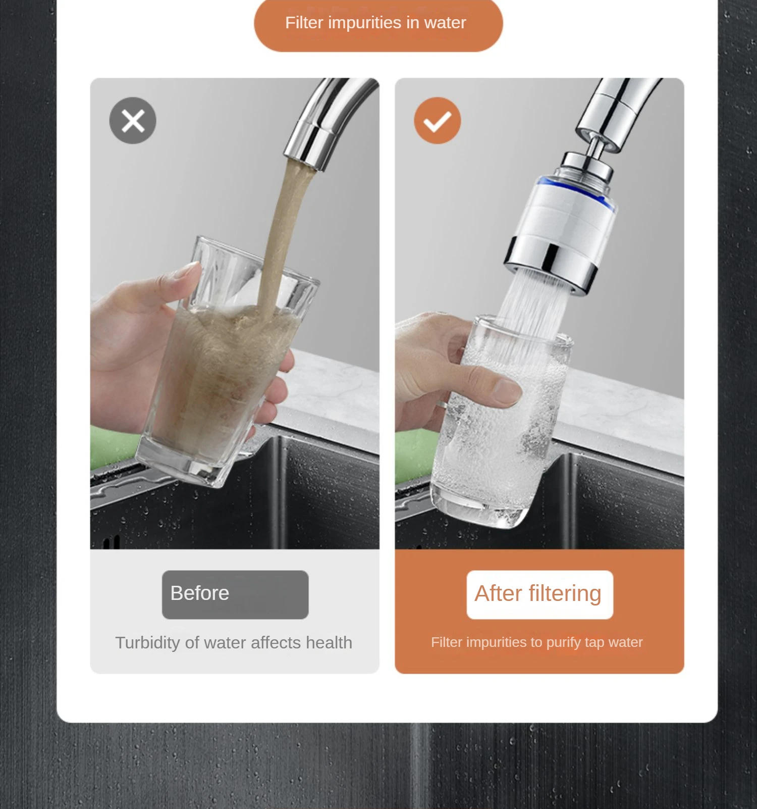 Description Picture 6 of itemWater Filter for Sink Universal Faucet Mount Water Filtration System for Tap Water Purifier Reduces Chlorine Bad Taste, 99% Lead