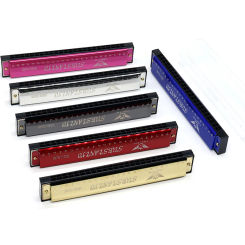 24 Holes Professional Harmonica, Metal Harmonica Key of C With Case, Mouth Metal Organ for Beginners Musical Instruments