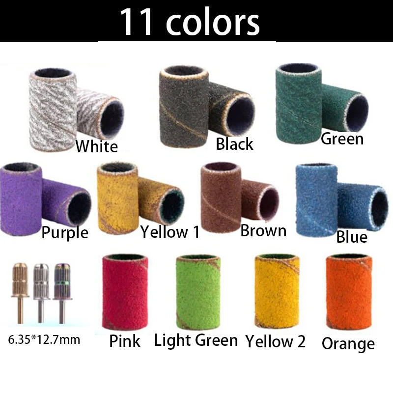 Description Picture 2 of item11 Colors 80 120 180 240 Grit Cutter Zebra Sanding Bands Nail Drill Bits Foot Care Polish ManicureGel Polish Remover Replacement