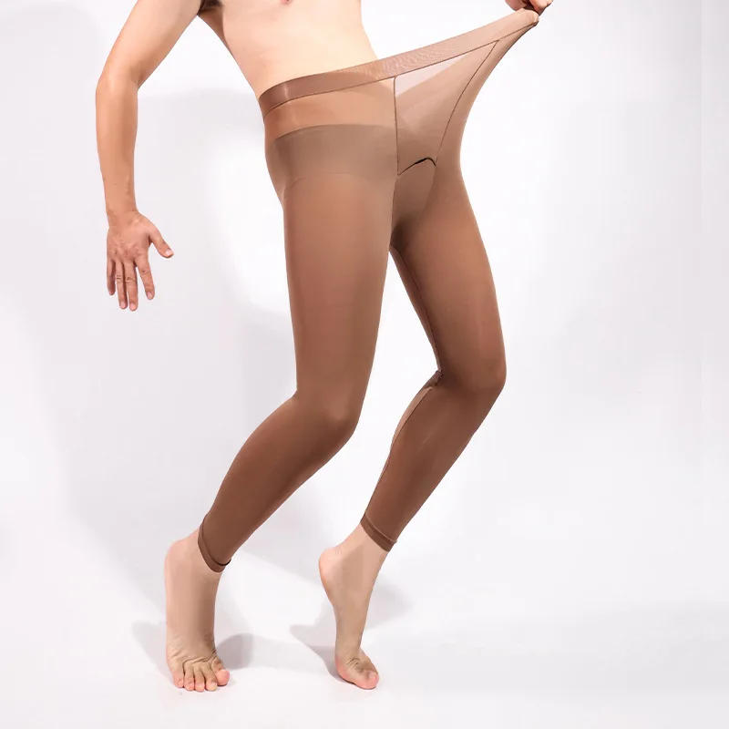 Description Picture 4 of itemMen's Sexy Pantyhose Ultra-Thin Self Heating Thermal Bottoms Elastic Base Layer Long Johns Transparent See-Through Underwear