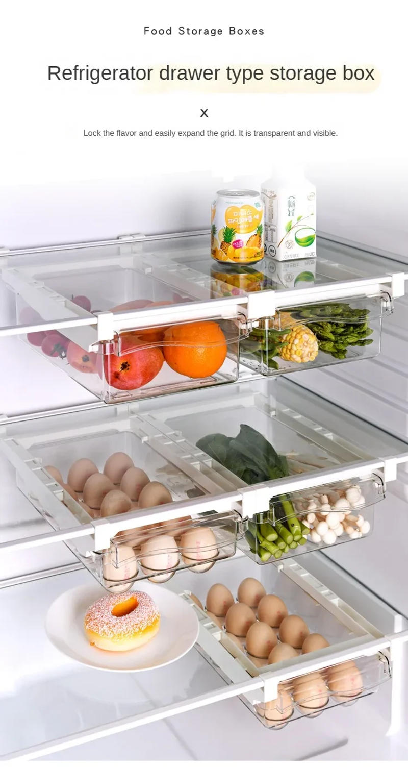 Description Picture 2 of itemRefrigerator Egg Storage Box Drawer Food Fruit Storage Box Egg Rack Egg Tray Household Plastic Preservation Box  Organizer