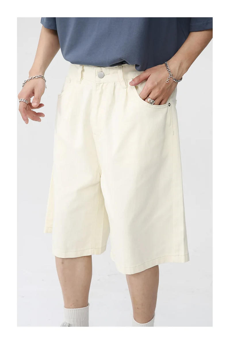 Description Picture 5 of itemMens Wear 2024 Summer New Casual Loose Korean Style Shorts Wide Leg Solid Color Streetwear Knee Length Shorts